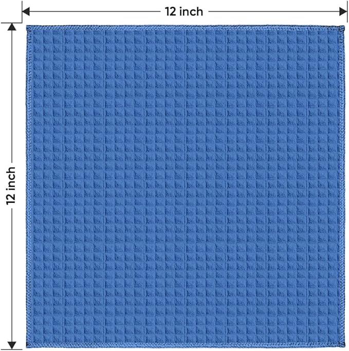 HOMEXCEL Waffle Weave Microfiber Towel, 10 Pack Lint Free Cleaning Rags, 12 x 12 Inches Barista Towels, Reusable Microfiber Cleaning Cloth for Household, Kitchen, Glass and Window, Blue