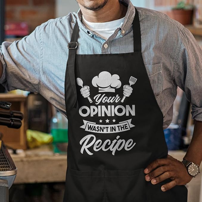 SANDJEST Men's Aprons with Pockets - Funny Aprons for Men BBQ, Kitchen, Cooking - Gifts for Birthday, Birthday