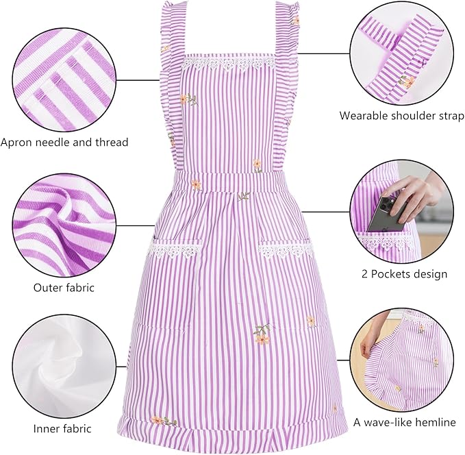 Funny Aprons for Women with Pockets, Kitchen Cooking Grilling Bbq Cute Chef Apron, Mothers Day Birthday Gifts for Women