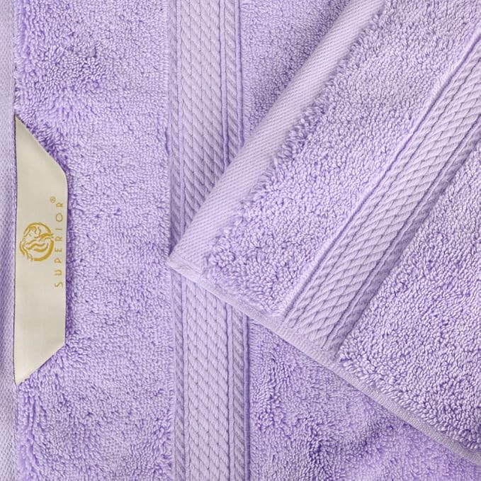 SUPERIOR Egyptian Cotton Pile 3 Piece Towel Set, Includes 1 Bath, 1 Hand, 1 Face Towel/Washcloth, Ultra Soft Luxury Towels, Thick Plush Essentials, Guest Bath, Spa, Hotel Bathroom, Purple
