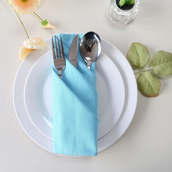 Sky Blue Cloth Napkins Set of 6, Cotton Cloth Napkins Washable Reusable, Perfect as Easter Christmas Thanksgiving Festival Holiday DinnerTable Decoration(Sky Blue)
