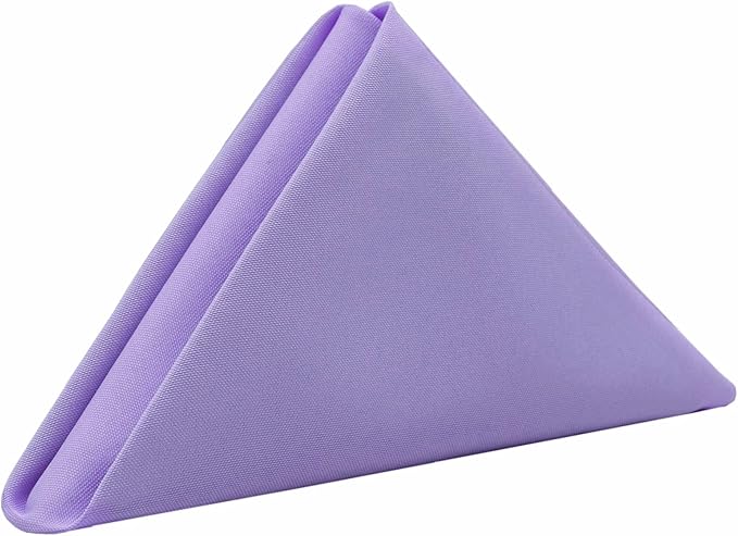 Your Chair Covers Cloth Polyester Napkins, 20 x 20 Inch, Washable Dinner Fabric Linen Napkins with Hemmed Edges for Restaurant, Wedding and Holiday Pack of 10 (Lavender)