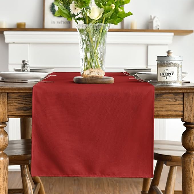Artoid Mode Red Table Runner, Seasonal Christmas Washable Kitchen Dining Table Decoration for Home Party Decor 13x72 Inch