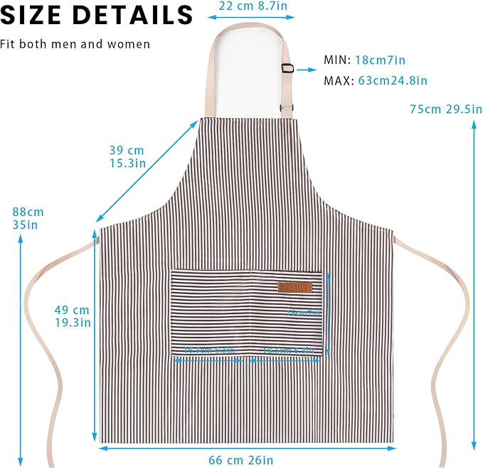BeLuyi 2 Pack Adjustable Bib Apron with 2 Pockets Chef Cooking Kitchen Restaurant Aprons for Women Men