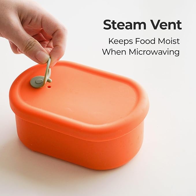 Premium Korean-Made Silicone Airtight Food Container with Steam Vent – BPA Free, Leakproof, Microwave & Freezer Safe Meal Prep. & Leftovers Storage (Violet, 22 floz)