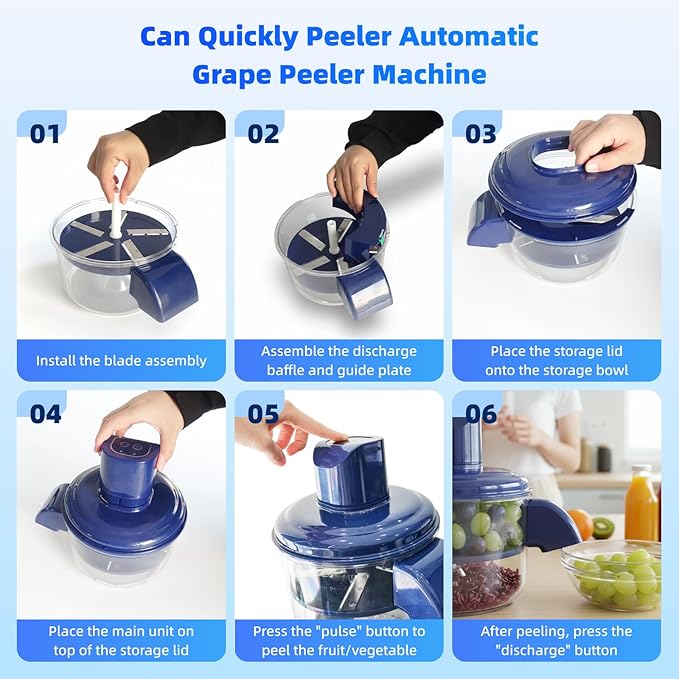 Automatic Grape Peeling Machine - Electric Peeling Machine for Grapes, Cherries, Tomatoes, and Garlic | Rechargeable Multi functional Intelligent Kitchen Tool