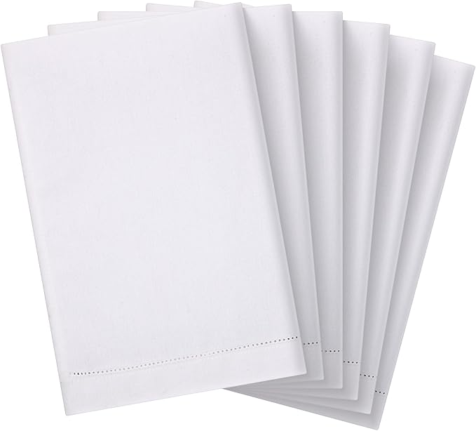 Mixweer 24 Pcs 14" x 22" White Linen Hemstitched Hand Towel Linen Tea Towels for Embroidery Dish Towels for Bathroom Kitchen