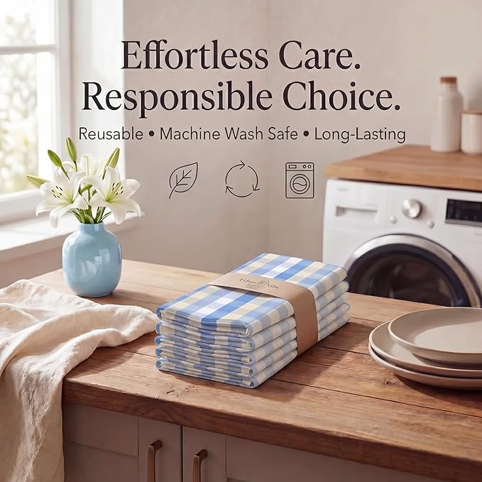 Urban Villa Cloth Napkins Set of 12 20x20 Inches 100% Cotton Napkins Cloth Washable Soft Durable Reusable Absorbent Table Dinner Napkins Cloth for Hotel Lunch Restaurant Weddings Parties- Blue Sand