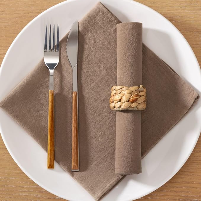 MLMC 4 Pack Nude Cloth Napkins Rustic Washable Cotton Linen Napkins Set of 4 17"x17" Reusable Brown Dinner Napkins Cloth for Wedding Party Reception Gathering Table Decorations