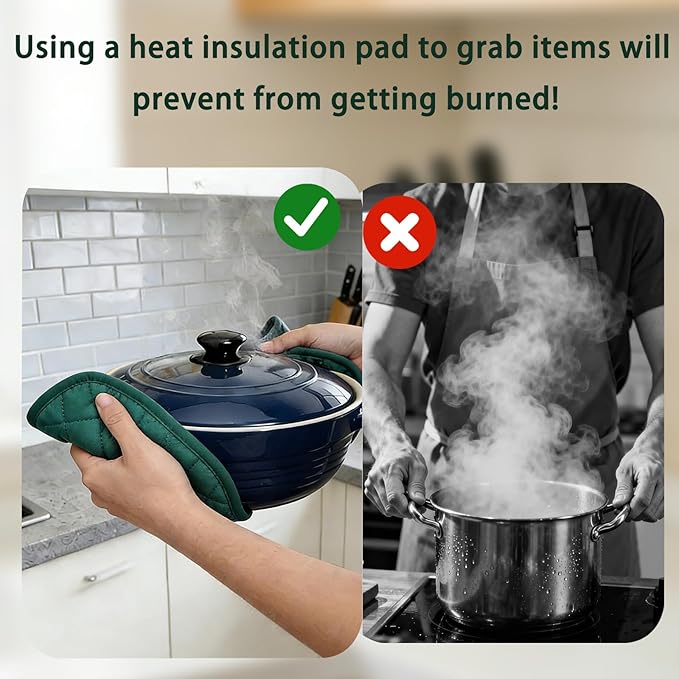 4 Pack Pot Holders for Kitchen Clearance Oven Potholders Sets for Kitchens Hot Pads for Kitchen Countertops Heat Resistant Dark Green
