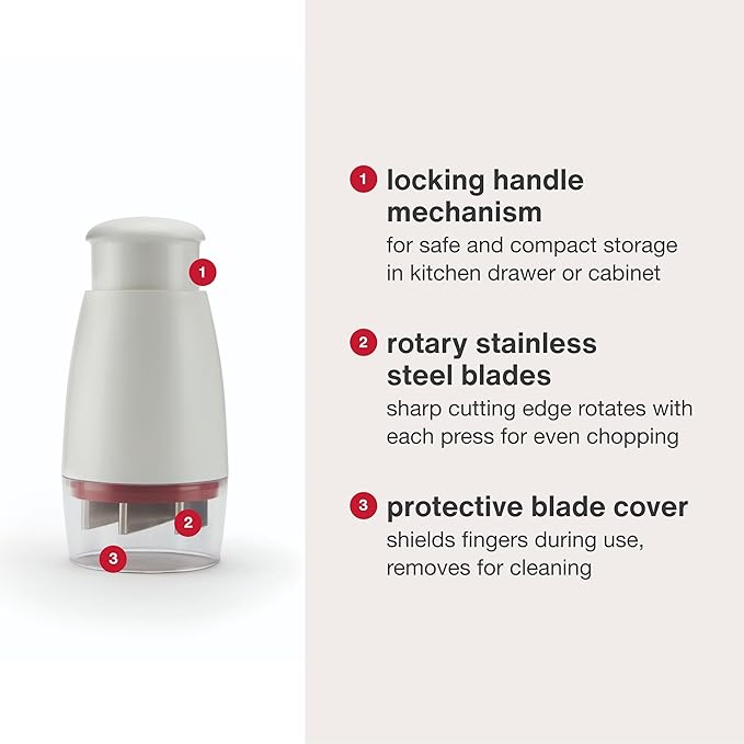 Zyliss Zick Zick Classic Food Chopper - Manual Food Chopper - Onion, Tomato & Vegetable Cutter - Stainless Steel & Dishwasher Safe Food Dicer - White, 9"- Zick Zick 2.0