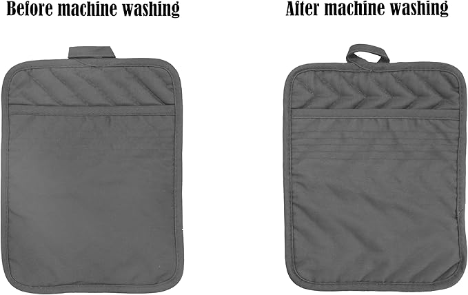 Oven Pot Holder with Pocket Cotton Heat Resistant Coaster Potholder Kitchen Hot Pad Oven Mitts for Cooking Square 7"x9"Set of 5 (Grey)
