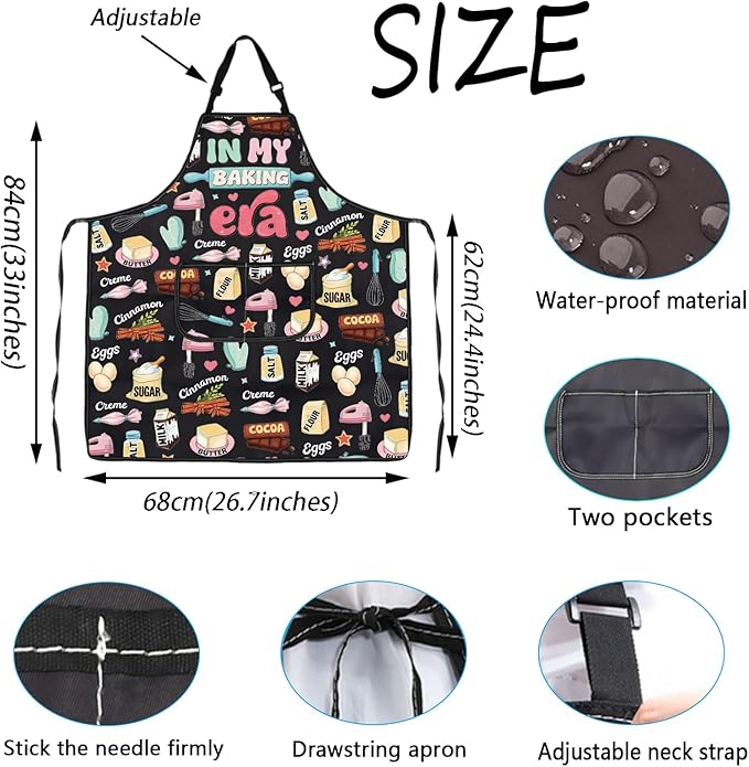 WSNANG Funny Baking Aprons with Pockets In My Baking Era Apron Bakers Gifts Pastry Chef Gift