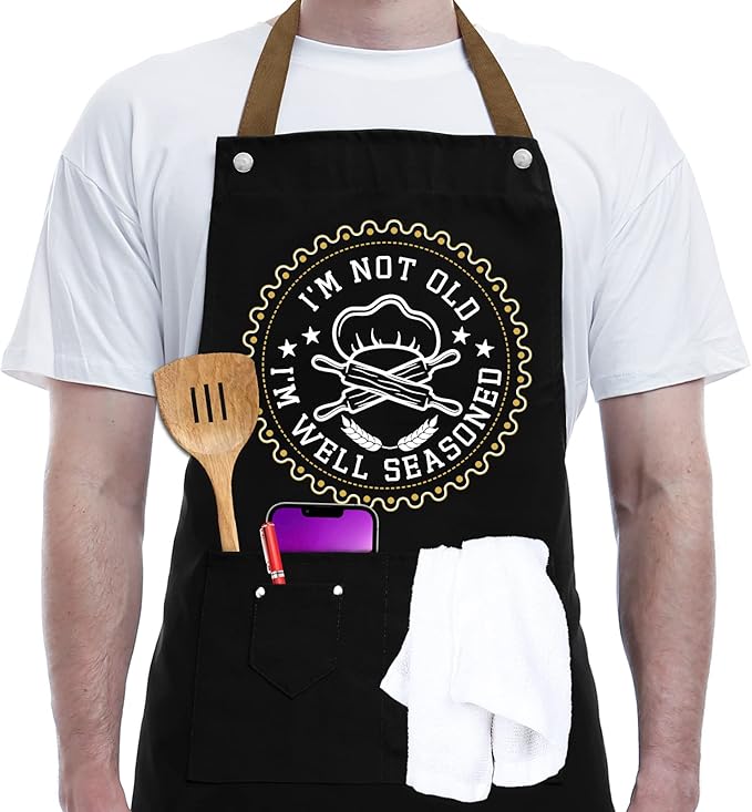 Kitchen Gifts For Men, Women, Gifts for Mom, Gift for Dad, Husband, Boyfriend, Brother, Wife, Girlfriend, Unique Birthday Gift, Humor Apron for friends, Bff, REHAVE Kitchen Chef Aprons Baking Presents