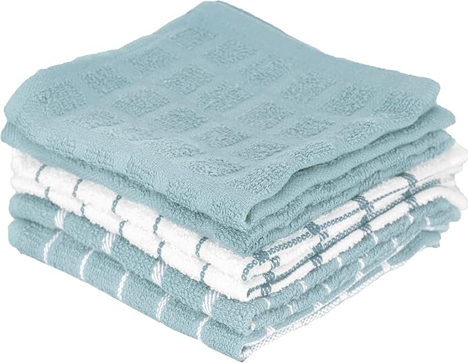Ritz Premium 3-Pack Kitchen Towel & 6-Pack Dish Cloth Set - Highly Absorbent, Super Soft, Long-Lasting, 100% Cotton Terry Drying Cleaning Cloths, Dew