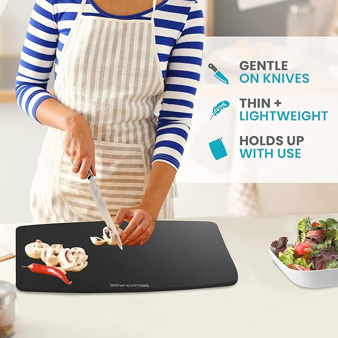 Dishwasher Safe Cutting Board for Kitchen - Large Composite Wood Chopping Board, Thin & Lightweight, Heat Resistant, BPA-Free, Eco-Friendly Cutting Board for Meal Prep, 14.5 x 11.25 Inch (Slate Black)