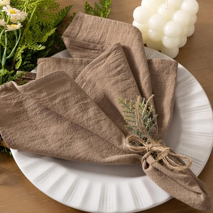 Socomi Cloth Napkins Nude Fall Thanksgiving Washable Reusable Bulk Linen Cotton Napkins Set of 4 17"x17" for Wedding Party Bridal Baby Shower Birthday Dining Table Decorations