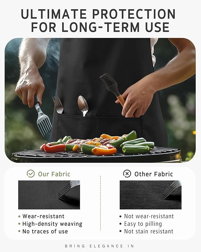 Syntus Apron for Men Women, Adjustable Cooking Kitchen Chef Aprons with 2 Pockets, Cotton/Polycotton/Polyester