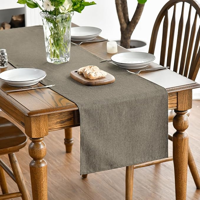 Artoid Mode Coffee Brown Table Runner, Seasonal Fall Washable Kitchen Dining Table Decoration for Home Party Decor 13x90 Inch