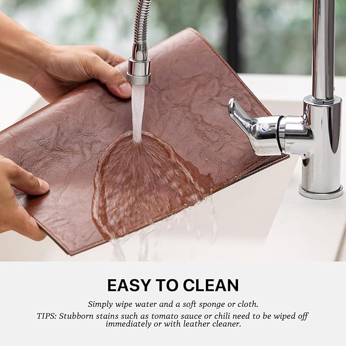 Faux Leather Placemats Set of 6 Vinyl Washable Wipeable Table Mats for Kitchen Dining Table Heat Resistant Waterproof Indoor/Outdoor Placemats Non-Slip Easy Clean Place Mats (Reddish Brown)