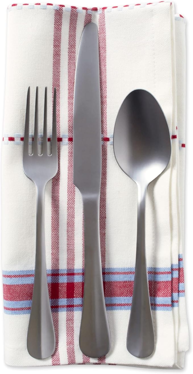 DII Cotton Plaid Napkin Set Machine Washable, 20x20, Coopeville, 6 Count