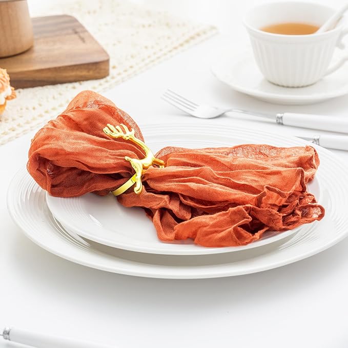 60 Pack Orange Cheesecloth Napkins 21x21 Inches Orange Cloth Napkins Set of 60 Washable Dinner Table Napkins for Wedding Bridal Baby Shower Rustic Boho Cotton Gauze Family Party Table Decor