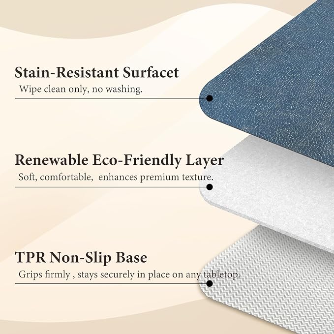 Vinyl Placemats Set of 6-12x17 Inch - Heat Resistant Washable Place Mats Waterproof Non-Slip Wipeable Table Mats for Dining Table Decor, Indoor/Outdoor Plastic Mat
