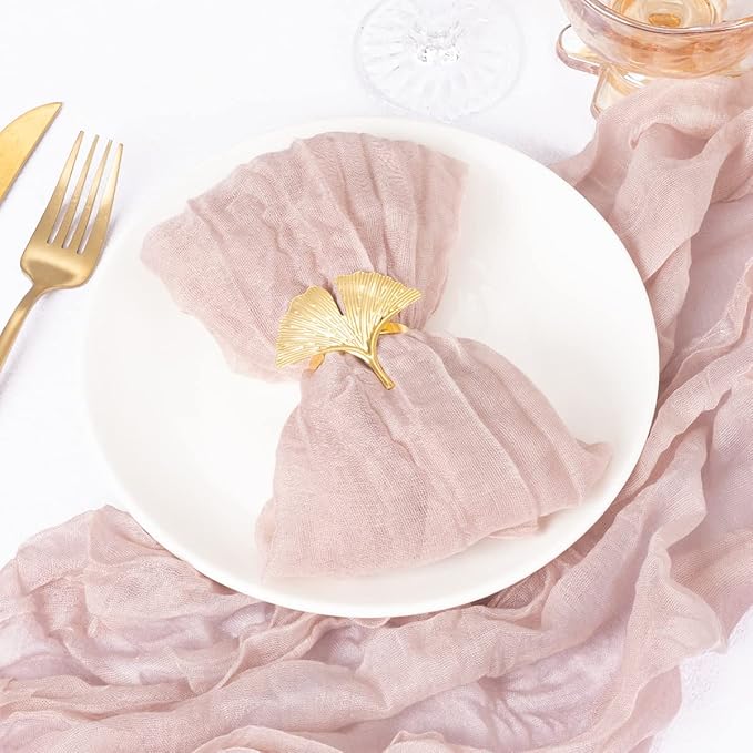 DeZerlor 12 Pack Pink Cheesecloth Napkins Spring Cloth Napkins Set of 12 Pale Pink Dinner Napkins Bulk 21x21 Inches for Wedding Bridal Shower Baby Shower Parties