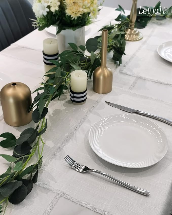 Letjolt White Placemats Farmhouse Cotton Linen Place Mats Set of 4 Home Kitchen Dining Table Decor