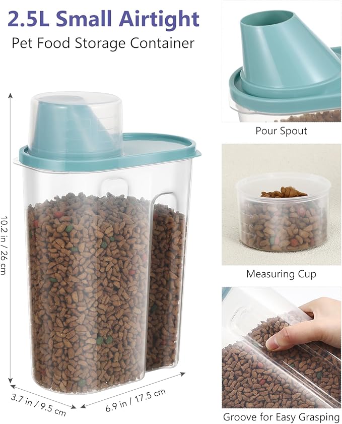 ANVS 20Lbs Dog Food Storage Container Collapsible Dog Food Container with Airtight Lids,Wheels, Scoop and 2.5L Small Pet Food Storage Container Dry Food For Dog, Cat and Other Pet Food (Sap Green)