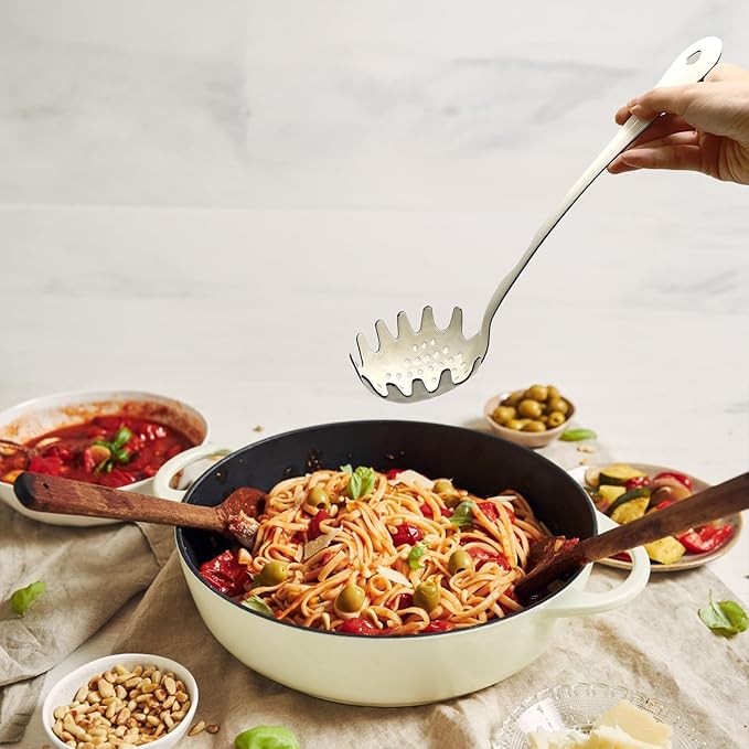 13.5Inch Pasta Spoon, Spaghetti Fork for Noodle, Spaghetti Spoon Server for Pasta