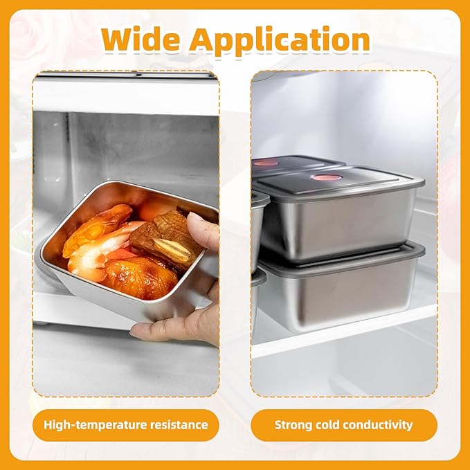 3 PCS(20oz) Stainless Steel Food Storage Containers With Lids | Snack Containers for Kids, Freezer Safe, Microwave Safe | 316 Metal Containers For Meal Prep, Leftovers, Freezer