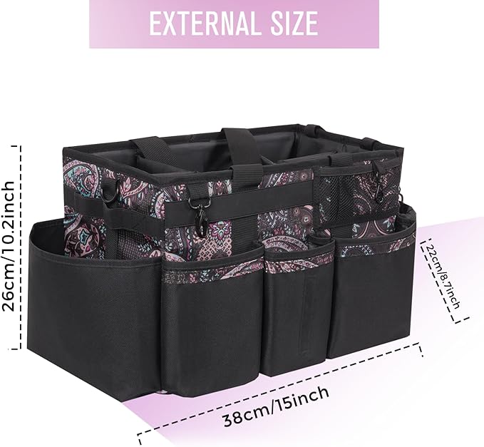 SCAVATA Wearable Cleaning Caddy, Cleaning Caddy Supplies Organizer with Handle & Shoulder Straps for Housekeepers, Under Sink & Car Cleaning Tool Organizers Bag with 4 Foldable Divider (Totem)