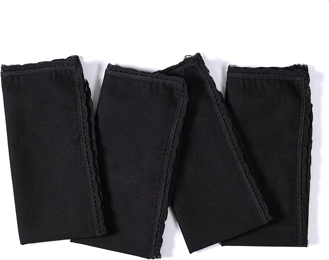 Ramanta Home Linen Flax Cloth Napkins Set of 4 Black, 18x18 Inch | Easter Premium Cotton Linen Flax Lace Soft & Durable | Washable Ideal for Spring Basket Décor, Wedding, Party, Kitchen, Everyday Use