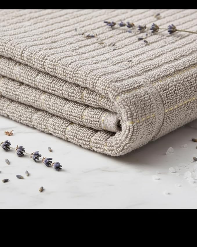 BIOLINEN Dove 6-Piece Luxury Cotton Towel Set - 2 Bath Towels, 2 Hand Towels, 2 Washcloths - Soft Absorbent Towel Pack for Bathroom, Home, Gym & Travel
