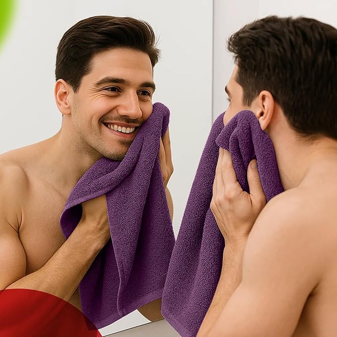 RIVERSIDE 6 Pack Premium Hand Towels Set, 16x28 inches, 100% Ring Spun Cotton, 600 GSM, Soft, Quick Dry and Highly Absorbent, Towels for Bathroom, Kitchen, Gym, Spa - Purple Passion