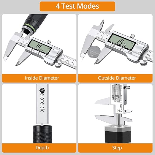 Neoteck 8 inch Digital Caliper and Feeler Gauge Set Stainless Steel LCD Display Digital Caliper Measuring Tool with Fraction/Inch/MM Conversion Used for Inside,Outside Diameter,Depth,Step Measurement