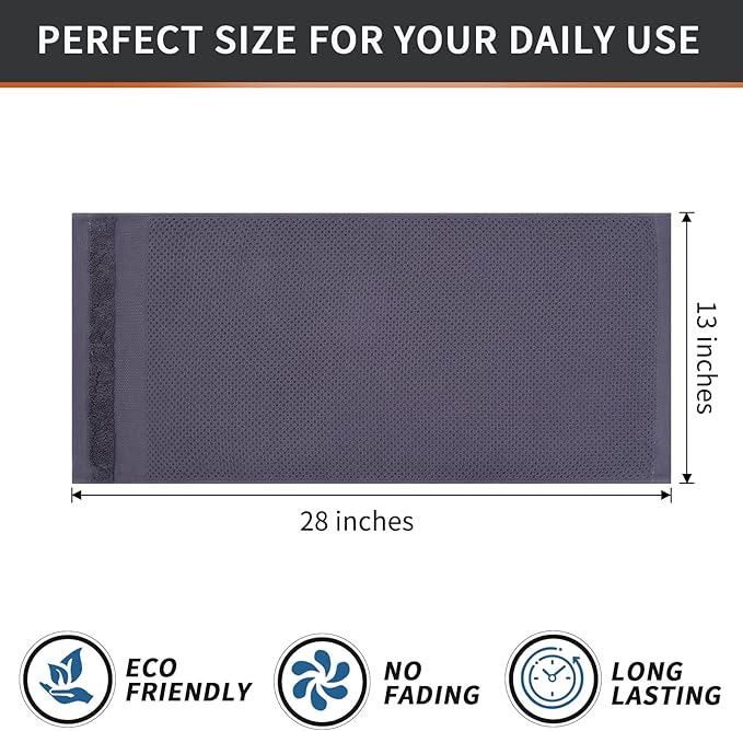 Homaxy 100% Cotton Waffle Weave Kitchen Towels, 13 x 28 Inches Super Absorbent and Machine Washable Dish Towels for Drying Dishes, 8-Packs, Dark Grey