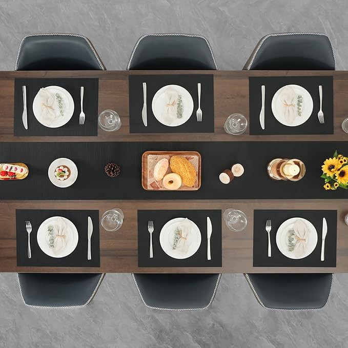 Myir JUN Placemats Set of 10, Vinyl Woven Placemats Place Mats Indoor Set of 10 Washable Table Mats Non-Slip Place mats for Dining Table (Black)