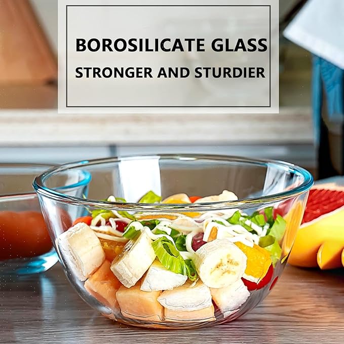 5 Quart Deep Big Glass Bowl with Lid,10 Inch Large Glass Mixing Bowl for Sourdough Bread Kitchen Salad Bread Storage, For Prepping, Marinating & Brining Kimch (clear)