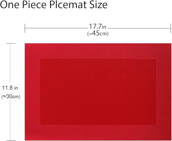 PIGCHCY Placemats Vinyl Washable Table Mats Elegant Non-Slip Placemats for Dinner Table Set of 4 (Red)