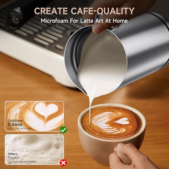 Novalife Milk Frother, 4 in 1 Milk Frother and Steamer with Two Whisks, Frothing Whisk and Heating Whisk, Automatic Warm and Cold Foam Maker for Coffee Latte Cappuccino Macchiato Hot Chocolate Matcha