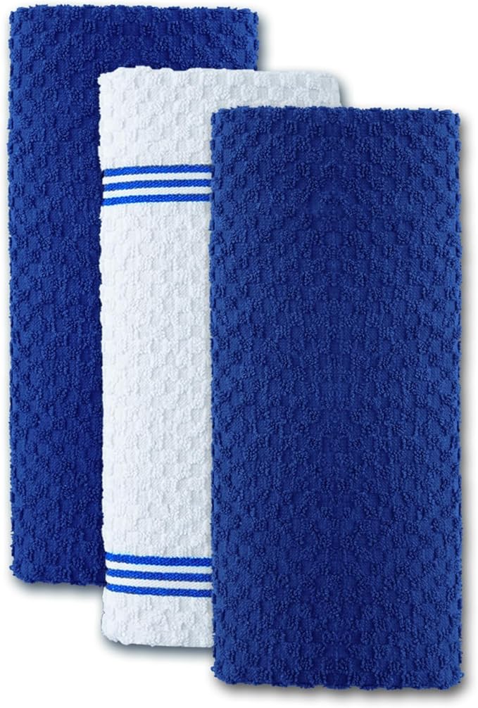 Infinitee Xclusives Premium Kitchen Towels - [Pack of 12] 100% Cotton Kitchen Hand Towels (15 x 25 Inches) - Dish Towels for Kitchen |Mighty Blue|