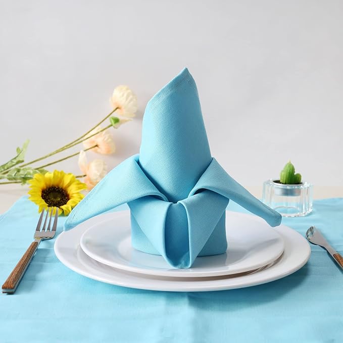 Sky Blue Cloth Napkins Set of 6, Cotton Cloth Napkins Washable Reusable, Perfect as Easter Christmas Thanksgiving Festival Holiday DinnerTable Decoration(Sky Blue)
