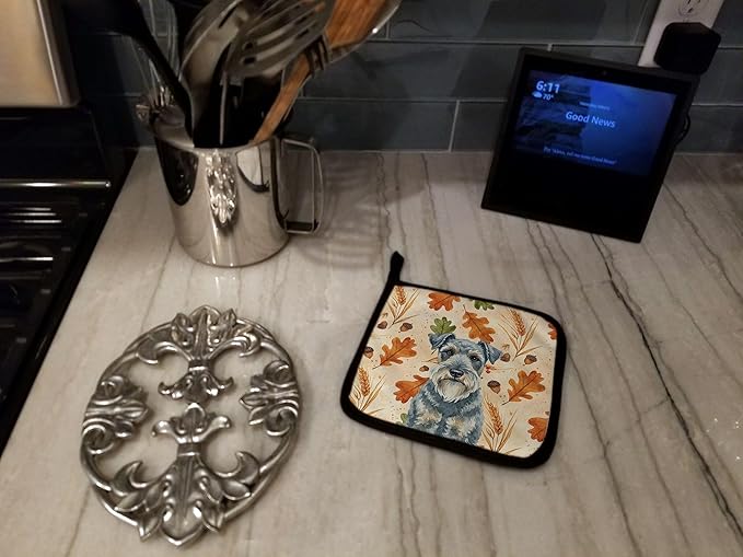 Caroline's Treasures Kerry Blue Terrier Heirloom Fall Pair of Pot Holders Pair 7.5x7.5 Quilted Insulated Hot Pads Decorative Kitchen Gift Made in USA