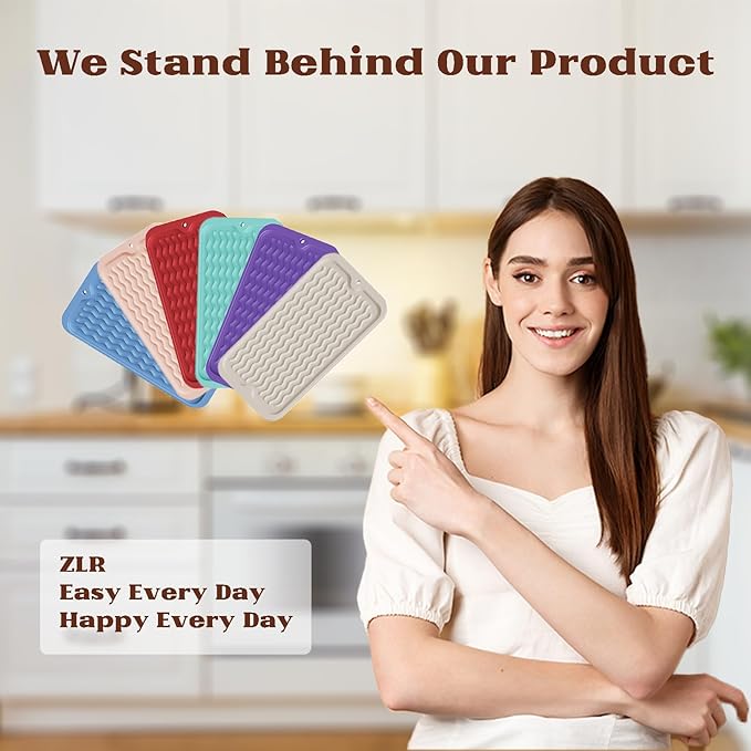 ZLR Silicone Sponge Holder & Sink Caddy Tray (6" x 12") - Narrow Dish Drying Mat for Kitchen Counter - Waterproof Soap Dispenser Organizer, Non-Slip Bathroom Vanity Tray (Midnight Blue)