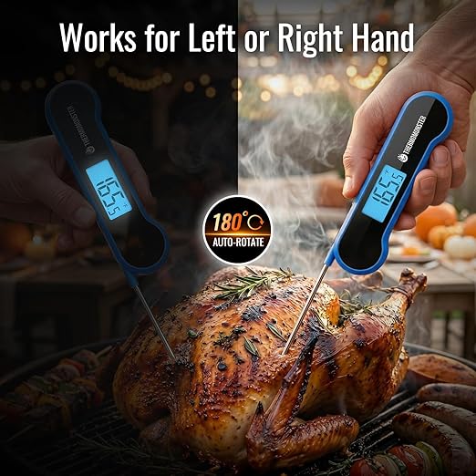 0.5 Sec Instant Read Meat Thermometer Digital with ±0.5℉ Precision, Food Thermometer for Cooking Kitchen Gadgets, Oven Grill Candy BBQ Essentials Accessories, Gifts for Him Dad Men Birthday, Blue