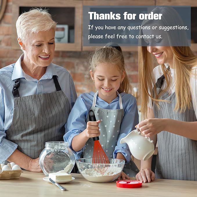 OYV Red Silicone Whisk, Sealed Waterproof Design Set of 3, Professional Kitchen Whisks for Cooking Non-Scratch, Silicone & Stainless Steel Whisk, Heat Resistant 480°F Balloon Egg Beater