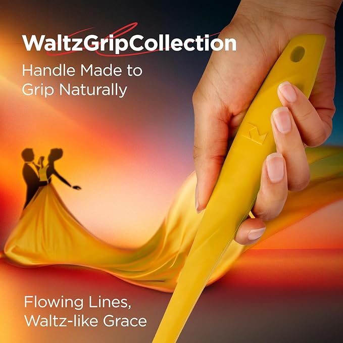 Kitchen Mama WaltzGrip Platinum Silicone Pancake Spatula Turner: Heat-Resistant, Slotted Tapered Head, Stainless Steel Core, Durable, Dishwasher-Safe, Ideal for Flipping and Wok Use (Yellow)