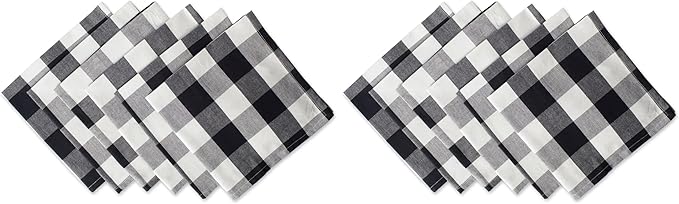 DII Buffalo Check Collection, Classic Farmhouse Napkin Set, 20x20, Black & White, 6 Piece (Pack of 2)